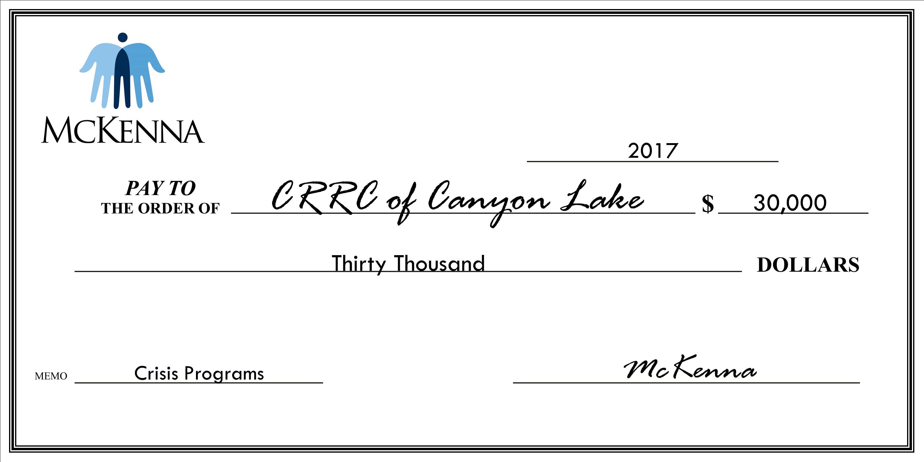 CRRC of Canyon Lake - $30,000