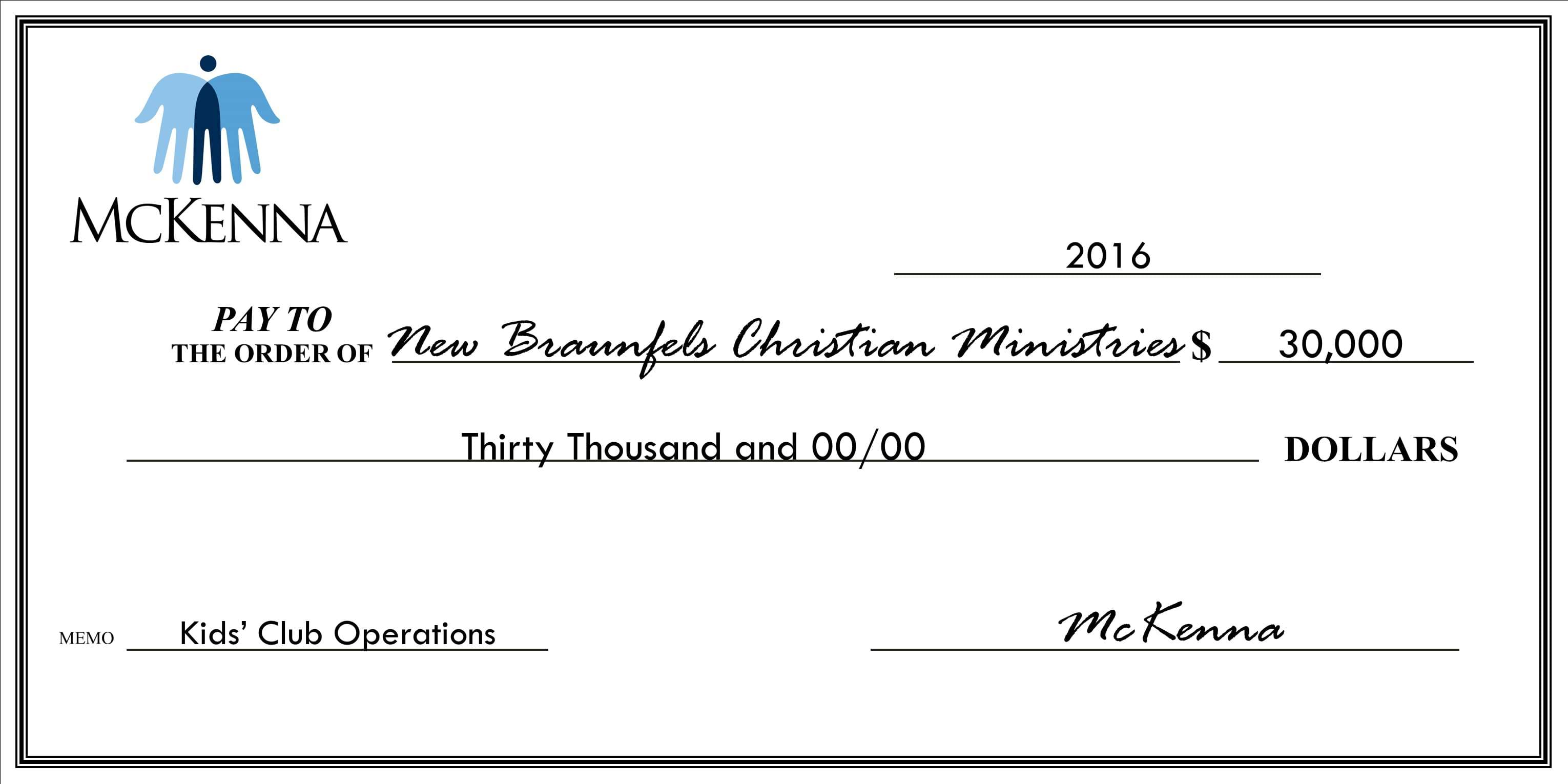 New Braunfels Christian Ministries - $30,0000